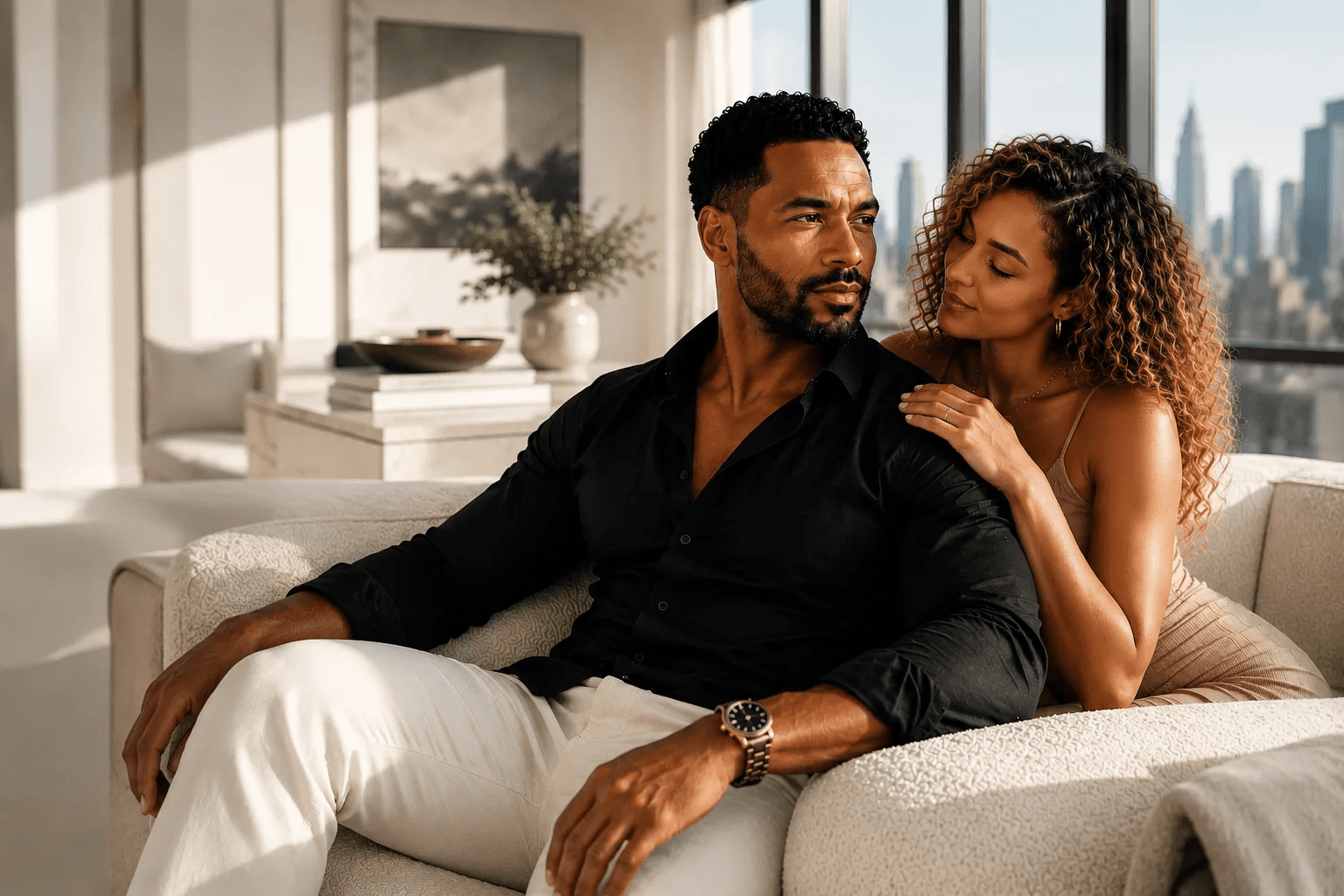 Couple relaxing at home